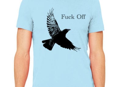 Ocean blue Shirt with black crow and fuck off text